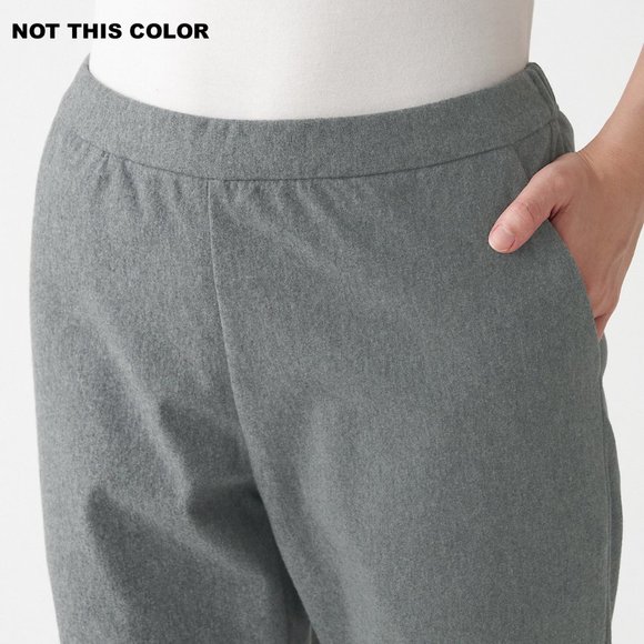 Muji Women Organic Cotton Stretch Brushed Cloth Tapered Pants Dar Gray Small - Picture 3 of 8